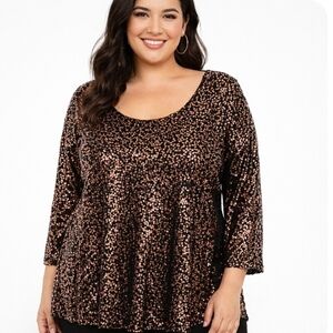 Calvin Klein | Plus Sequin Bronze Tunic Party Top